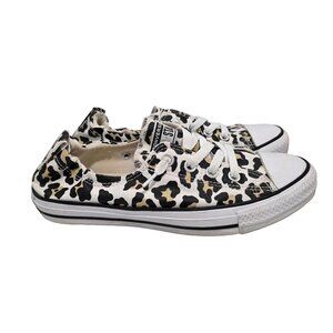 Converse All Star Shoreline White Leopard Print Slip-On Shoe Womens Size 8.5 EUC
